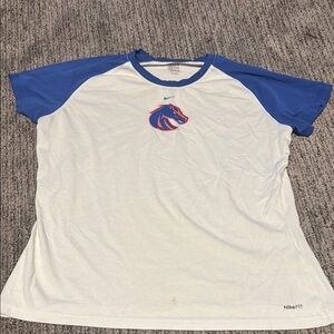 Nike White and Blue Short Sleeve Tee BSU boise state